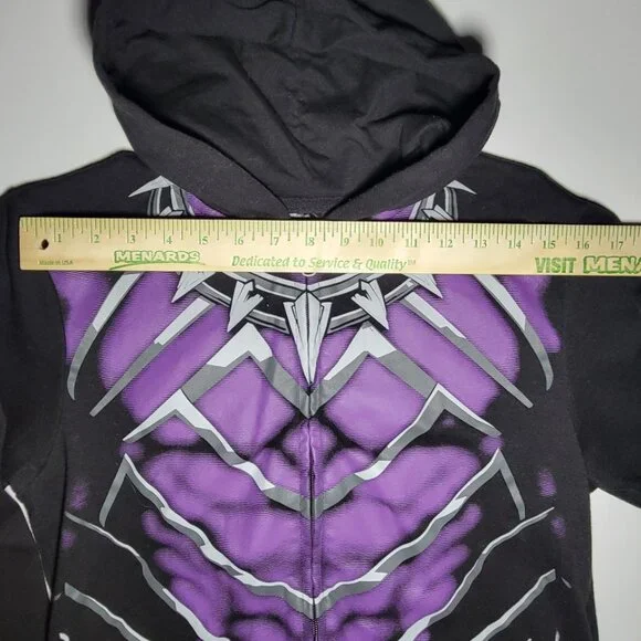 Marvel Black Panther Youth Black and Purple Hooded Jacket Size Medium 10/12 - Picture 11 of 13